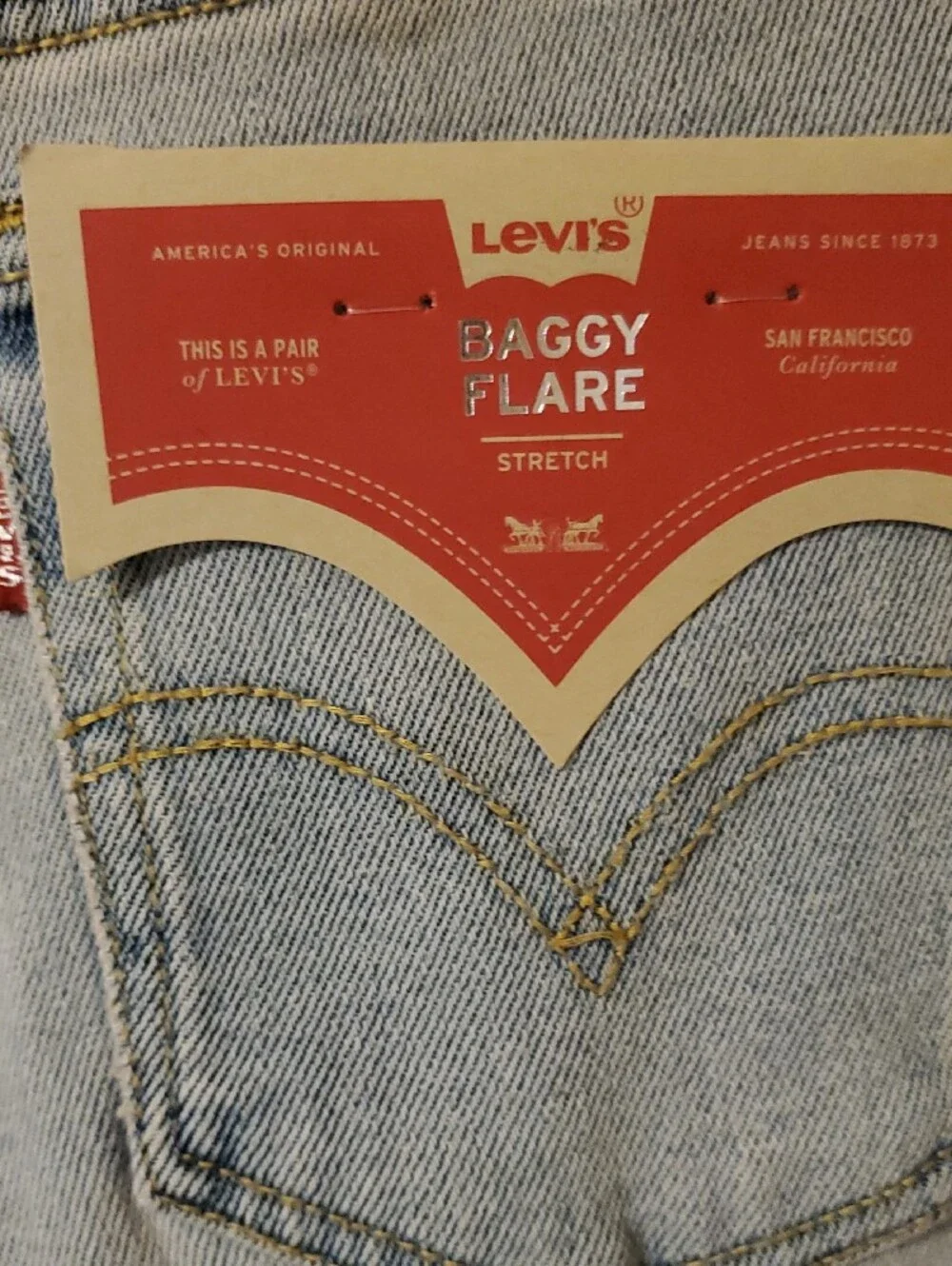 Levi's Girl's Youth Baggy Flare Jeans Distressed Stretch - Size 16 REG